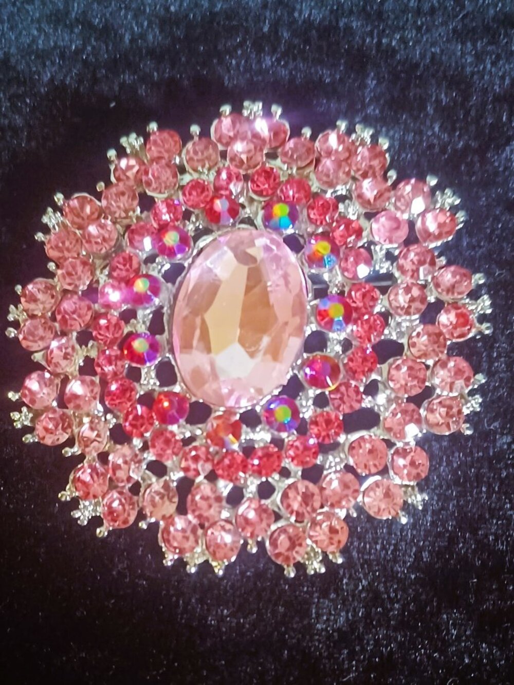 Beautiful 3" Pink Rhinestone Brooch/Pendant